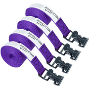 【MTS06-purple】MELOTOUGH 4pk 1" x 6ft Purple Lashing Straps with Alligator Clips, Cargo Secure Webbing, Up to 450lbs, Truck Compatible
