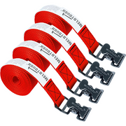 【MTS06-red】MELOTOUGH 4Pk 1" x 6ft Lashing Strap with Alligator Thumb Buckle Cargo Secure Webbing Up to 450lbs,Ladder Straps,Tie Down Straps,Utility Straps with Clips,Red