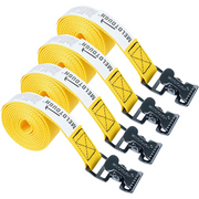【MTS06-yellow】MELOTOUGH 4Pk 1" x 6ft Lashing Strap with Alligator Thumb Buckle Cargo Secure Webbing Up to 450lbs,Ladder Straps,Tie Down Straps,Utility Straps with Clips,Yellow
