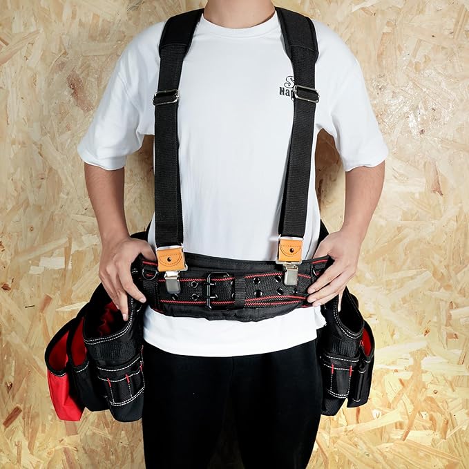 【SW003-Black】MELOTOUGH Tool Belt Suspenders Work Belt Suspenders for Heavy Duty Work Movable shoulder Padded Suspenders for Tool Belt (Black),Father Day Deal,Father Day Gift,Father Day Deal