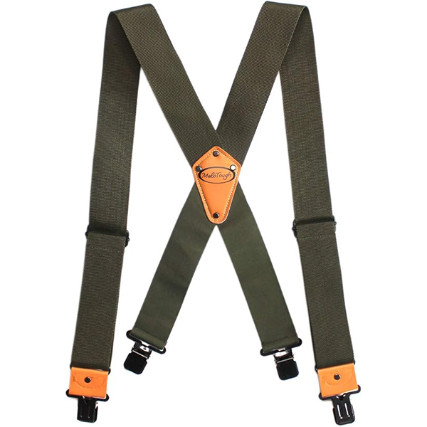 【IS001-Army】MELOTOUGH Men's Industrial Strength Suspenders Partial Elastic Tradesperson's Suspenders 2 inch Wide Tool Belt Suspenders