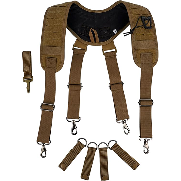 【ML917-Khkai-XXL】MELOTOUGH Metal Hook Tactical Suspenders for Duty Military Belt Harness Police Suspenders Law Enforcement Belt