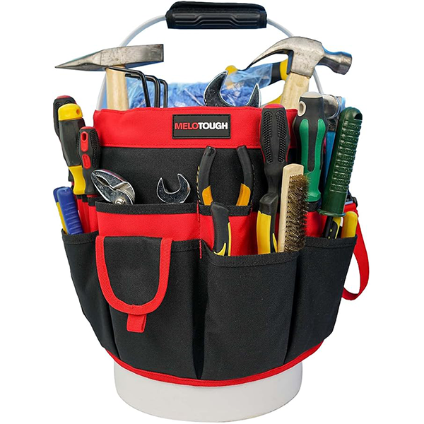 【BI01-Red】MELOTOUGH Bucket Tool Organizer With 35 Pockets Fits to 3.5-5 Gallon Bucket (Red)