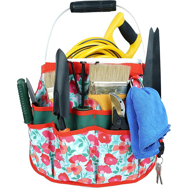 【BI02-Flower】MELOTOUGH Bucket Caddy Organizer Bucket Tool Organizer for Garden Tools Fit 3.5 to 5 Gallon Bucket (Flower)