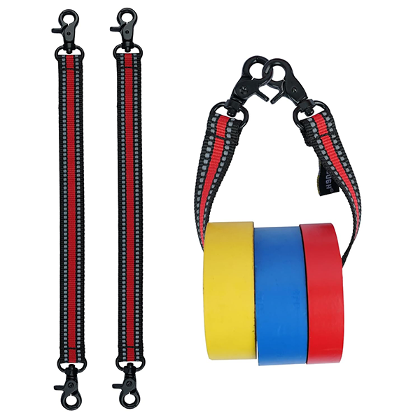 【MTL002-Red 2】MELOTOUGH Tape Thong Electrical Tape Holder with Trigger Snap Hook Electrical Tape Strap for Tool Belt, Tool Bag, Tool Backpack(Red 2pcs)