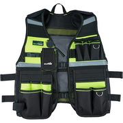 【TV-Lime】MELOTOUGH Tool Vest Reflective Safety Tool Vest with Removable Phone Holder,Retractable Pen Holder for Electrician,Carpenters,Construction(Lime)