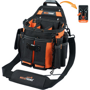 【MQC01-Orange】MELOTOUGH Electrician Tool Pouch Bag with Shoulder Strap Professional 15 Pockets Tool Pouch with Belt Clip Quickly Attach and Release Tool Bag
