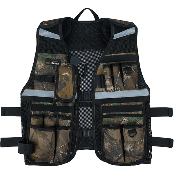 【TV-Camo】MELOTOUGH Tool Vest for Men Reflective Safety Tool Vest with Adjustable Straps,Removable Phone Holder for Electrical,Carpenters,Construction(Camo)