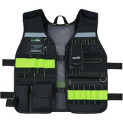 【TV01-Lime】MELOTOUGH Tool Vest Safety Work Vest with Adjustable Straps,Removable Phone Holder for Electrician,Construction,Carpenters
