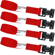【MTS02-red】MELOTOUGH 4Pk 1" x 2ft Lashing Strap with Alligator Thumb Buckle Cargo Secure Webbing Up to 450lbs,Ladder Straps,Tie Down Straps,Utility Straps with Clips,Red