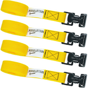 【MTS04-yellow】MELOTOUGH 4Pk 1" x 4ft Lashing Strap with Alligator Thumb Buckle Cargo Secure Webbing Up to 450lbs,Ladder Straps,Tie Down Straps,Utility Straps with Clips,Yellow