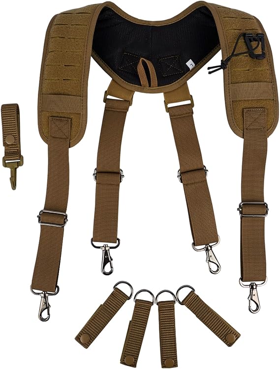 【L917-Black-XXL】MELOTOUGH Metal Hook Tactical Suspenders for Duty Military Belt Harness Police Suspenders Law Enforcement Belt