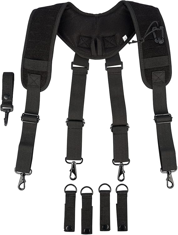 【ML917-Khkai-XXL】MELOTOUGH Metal Hook Tactical Suspenders for Duty Military Belt Harness Police Suspenders Law Enforcement Belt
