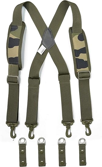 【SP003-Black】MELOTOUGH Tactical Suspenders Duty Belt Police Suspenders for Law Enforcement Belt with Padded Adjustable Shoulder