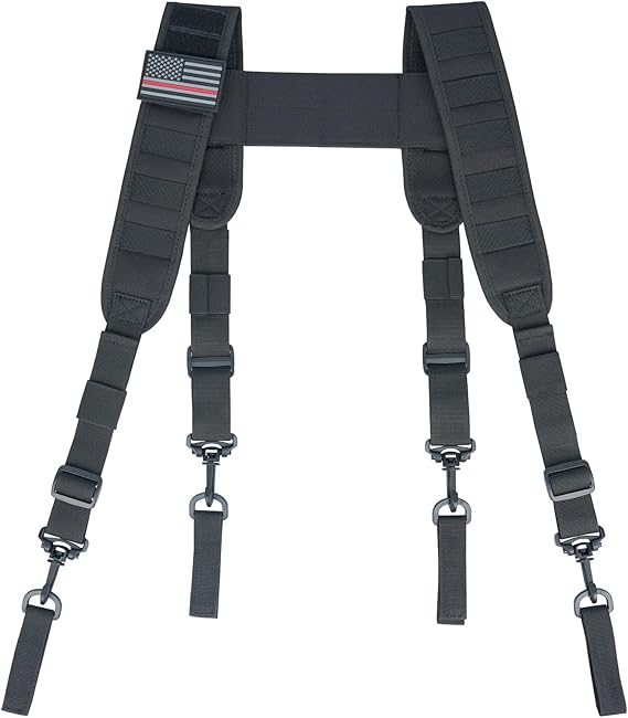 【OH002-Khaki】MELOTOUGH Tactical Suspenders for Duty Military Belt Harness Police Suspenders Law Enforcement Belt