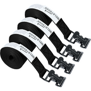 【MTS06-black】MELOTOUGH 4Pk 1" x 6ft Lashing Strap with Alligator Thumb Buckle Cargo Secure Webbing Up to 450lbs,Ladder Straps,Tie Down Straps,Utility Straps with Clips,Black