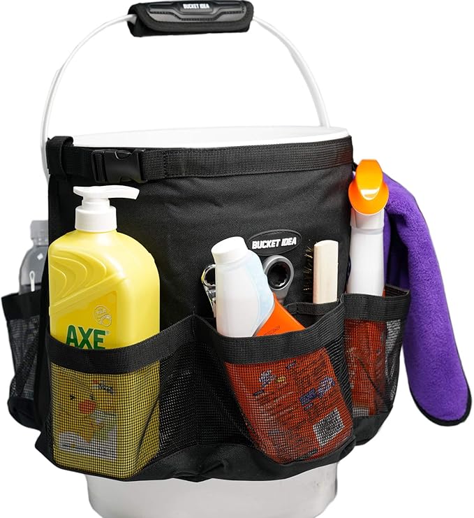 【BIW-Orange】MELOTOUGH Bucket Washing Tool Organizer for a 5 Gallon Bucket Tool Organizer for Garden Tools Fit 3.5 to 5 Gallon Bucket (Orange)