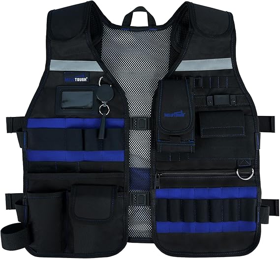 【TV01-Lime】MELOTOUGH Tool Vest Safety Work Vest with Adjustable Straps,Removable Phone Holder for Electrician,Construction,Carpenters