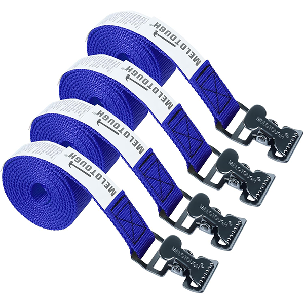 【MTS06-blue】MELOTOUGH 4pk 1" x 6ft Lashing Straps with Alligator Thumb Buckle, Cargo Secure Webbing, Up to 450lbs, Blue