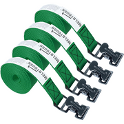 【MTS06-green】MELOTOUGH 4Pk 1" x 6ft Lashing Strap with Alligator Thumb Buckle Cargo Secure Webbing Up to 450lbs,Ladder Straps,Tie Down Straps,Utility Straps with Clips,Green