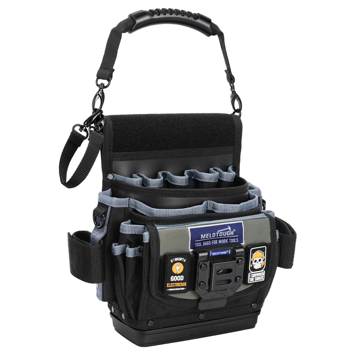 MELOTOUGH Electrician Tool Pouch Service Tech Tool Pouch with Hard Bottom