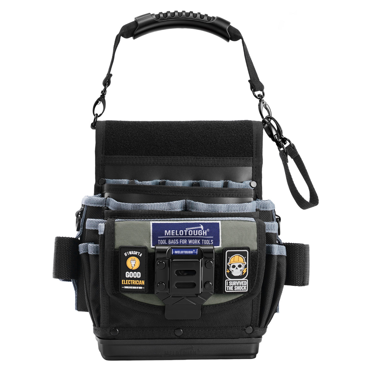 MELOTOUGH Electrician Tool Pouch Service Tech Tool Pouch with Hard Bottom