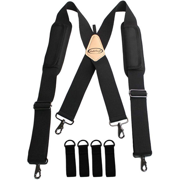 【SS001】MELOTOUGH Tool Belt Suspenders Work Belt Suspenders Flexible Adjustable Straps with Moveable Padded Shoulders with 4 Loop Attachments