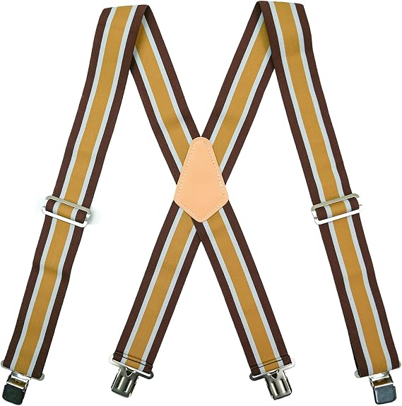 MELOTOUGH Men's Heavy Duty Work Suspenders, 2 Inch Fully Elastic X-Back Adjustable Suspenders with Metal Clips