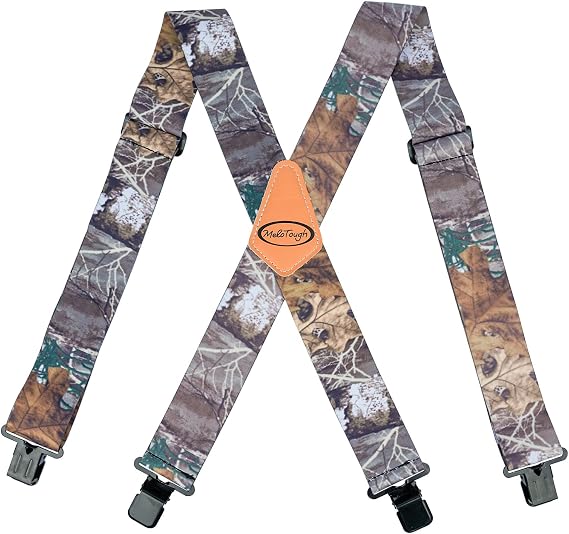 MELOTOUGH Men's Heavy Duty Work Suspenders, 2 Inch Fully Elastic X-Back Adjustable Suspenders with Metal Clips