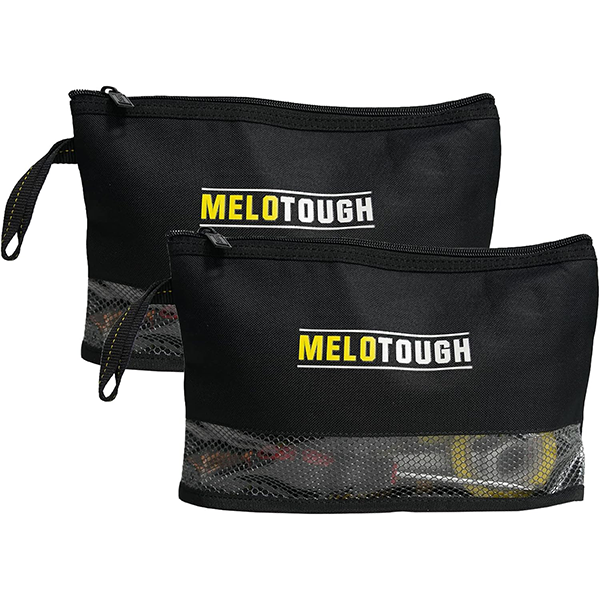 【ZB01-BLK】MELOTOUGH Small Zipper Tool Pouch Small Tool Bag Zipper Bag Zipper Pouches, Durable Storage Organizer Tote bag 2 packs (Black)