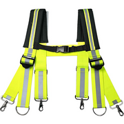 【SW201B-Hi Vis Lime】MELOTOUGH Tool Belt Suspenders Construction Work Suspender with Reflective Firefighter suspenders Strip Hi Vis Safety Work Padder Shoulder Suspender (Hi Vis Black)