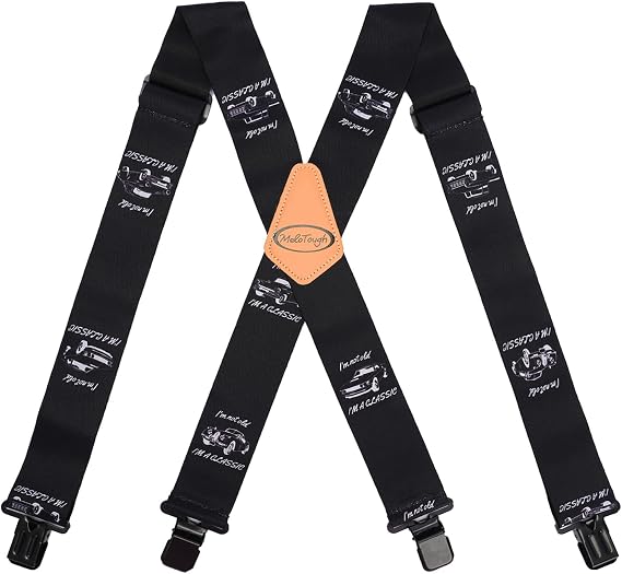 MELOTOUGH Men's Heavy Duty Work Suspenders, 2 Inch Fully Elastic X-Back Adjustable Suspenders with Metal Clips