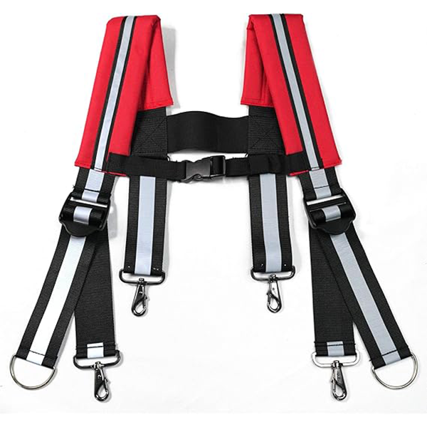 【SW201B-Hi Vis Black】MELOTOUGH Tool Belt Suspenders Construction Work Suspender with Reflective Firefighter suspenders Strip Hi Vis Safety Work Padder Shoulder Suspender (Hi Vis Black)