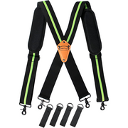 【SW004-Green】MELOTOUGH Tool Belt Suspenders Tool belt Harness for Heavy Duty Work belt with Movable shoulder Pads, Quick lobster clasp (Green Strip)