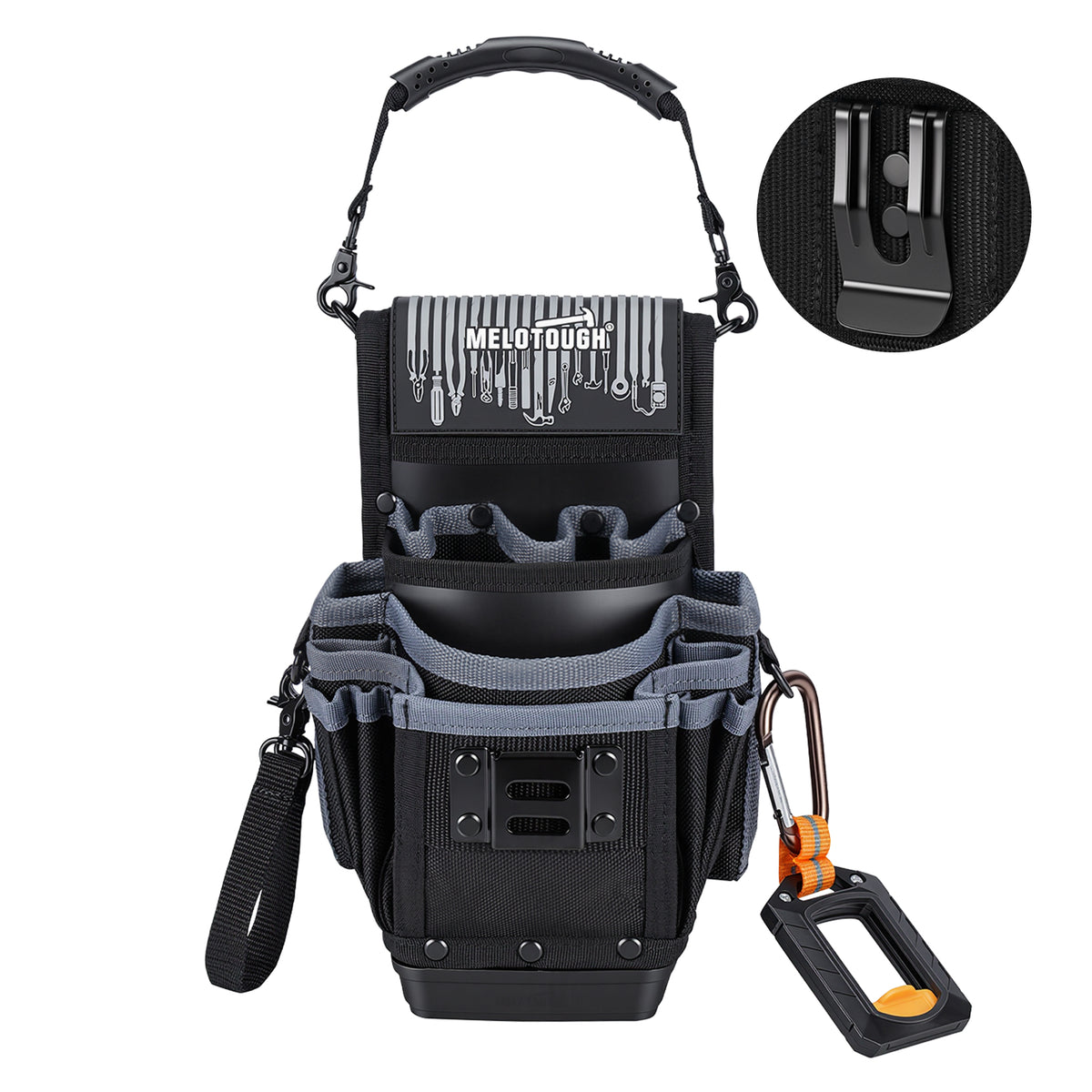 MELOTOUGH Small Electrician Tool Pouch Service Tech Tool Pouch Hard Bottom