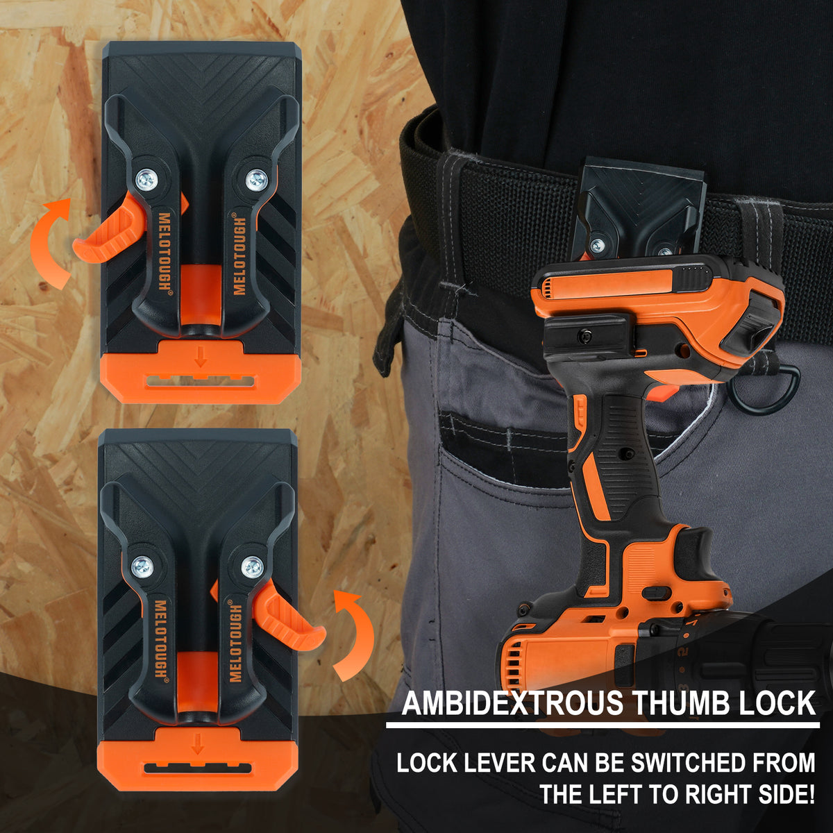 MELOTOUGH 3 Pack Quick Release Belt Clip for Tool Pouch & Drill Holster, Clip On Tool Bag Fits Up To 3 Inch Belt