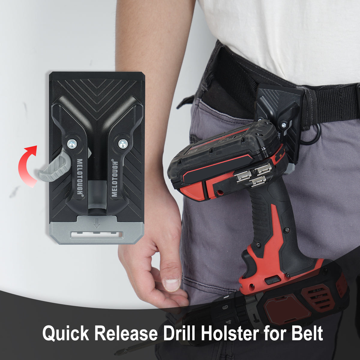 MELOTOUGH 3 Pack Quick Release Belt Clip for Tool Pouch & Drill Holster, Clip On Tool Bag Fits Up To 3 Inch Belt