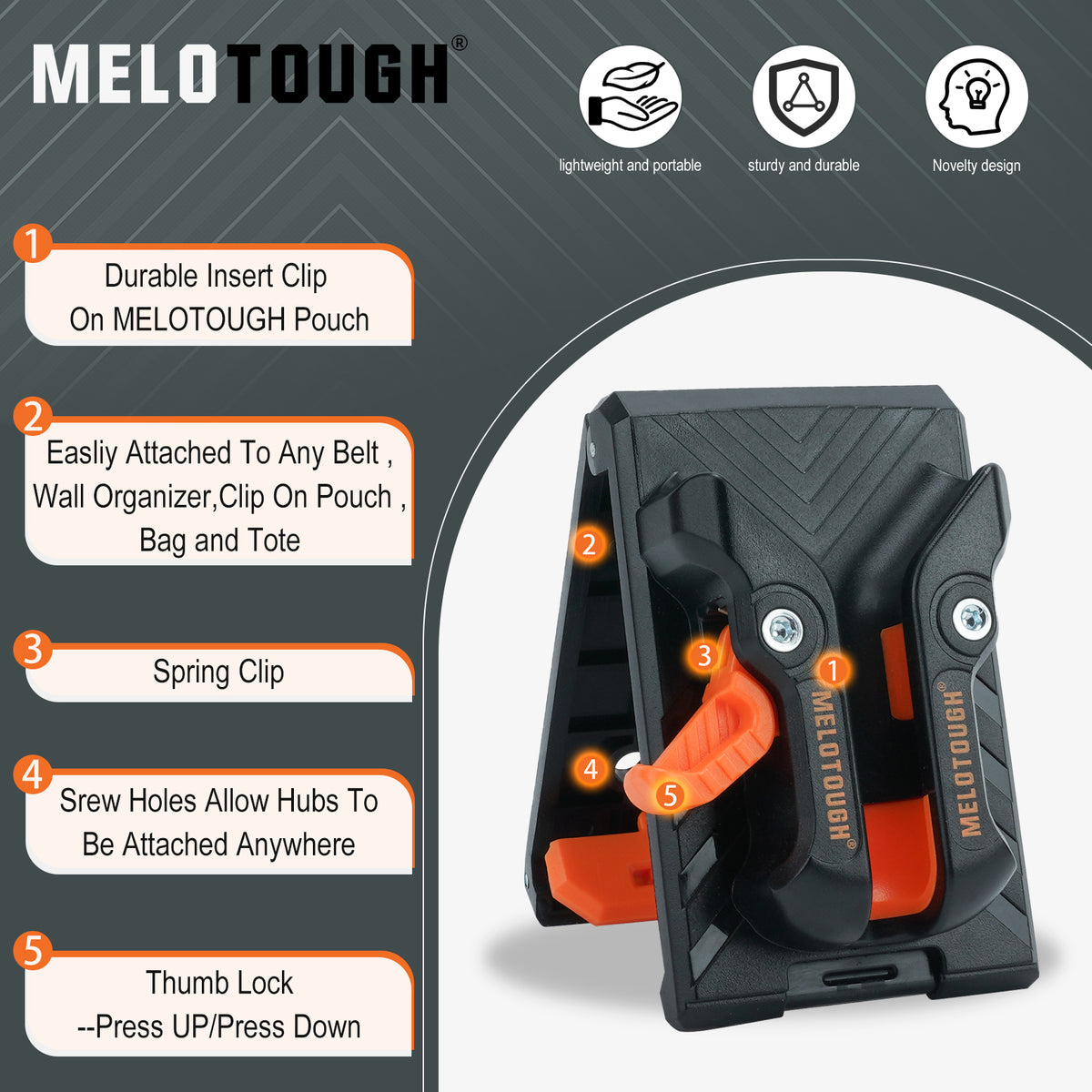 MELOTOUGH 3 Pack Quick Release Belt Clip for Tool Pouch & Drill Holster, Clip On Tool Bag Fits Up To 3 Inch Belt