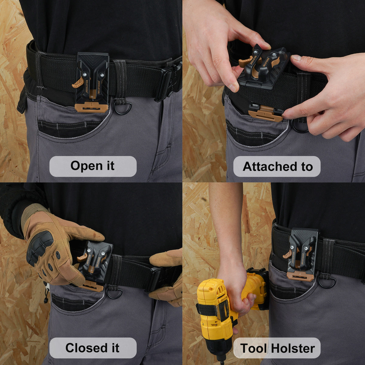 MELOTOUGH 3 Pack Quick Release Belt Clip for Tool Pouch & Drill Holster, Clip On Tool Bag Fits Up To 3 Inch Belt