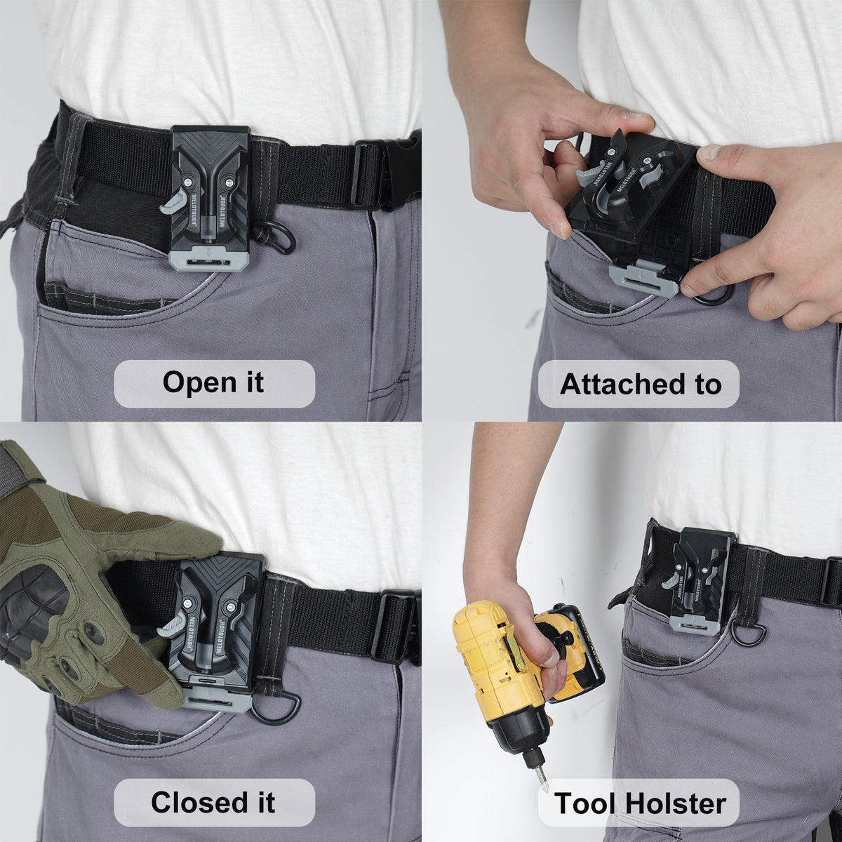MELOTOUGH 3 Pack Quick Release Belt Clip for Tool Pouch & Drill Holster, Clip On Tool Bag Fits Up To 3 Inch Belt