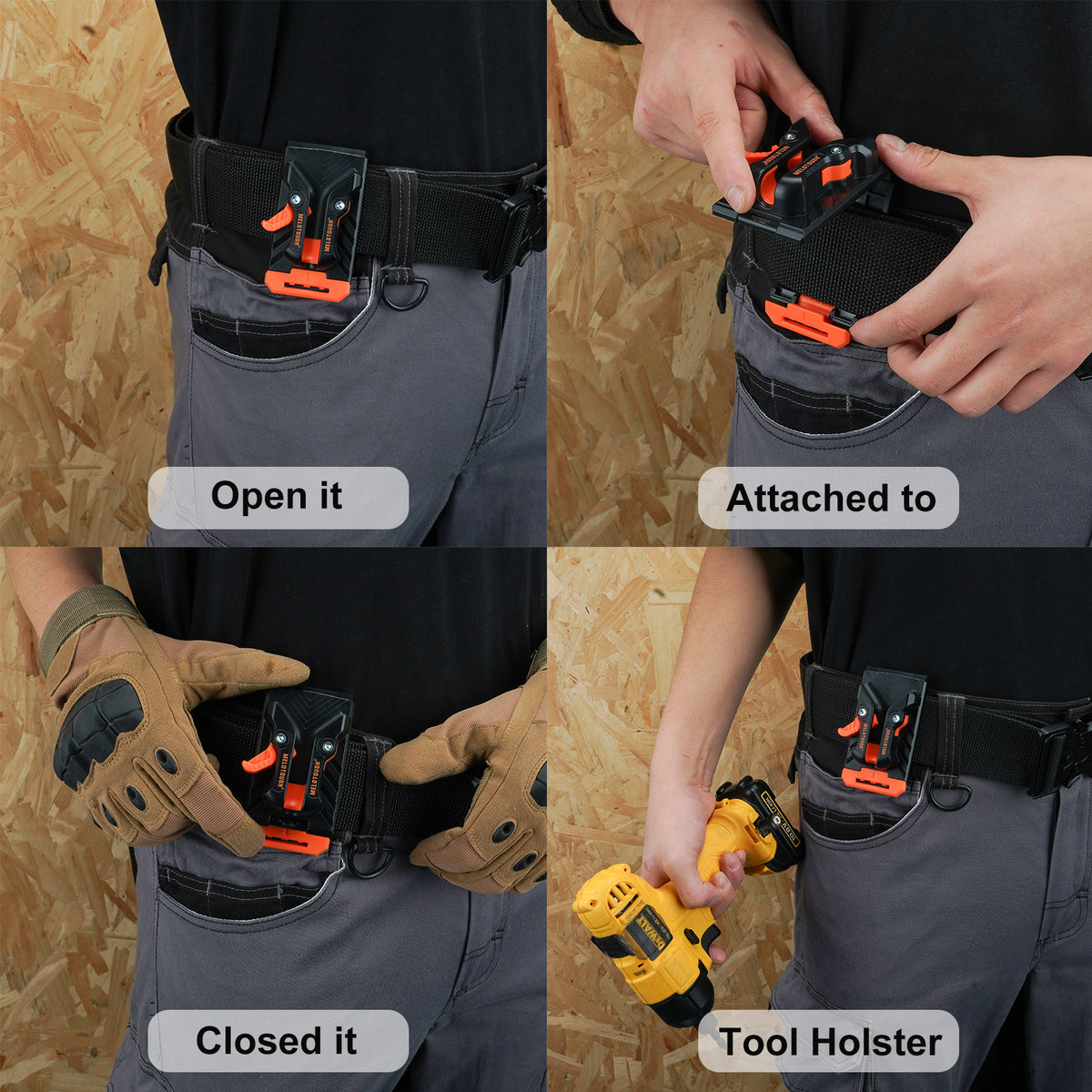 MELOTOUGH 3 Pack Quick Release Belt Clip for Tool Pouch & Drill Holster, Clip On Tool Bag Fits Up To 3 Inch Belt