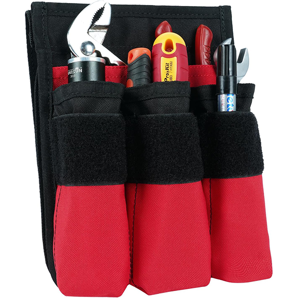 【MFP01-Red】MELOTOUGH 7-Pocket Firefighter Tool Pouch with Carry Handle and Flap, Fits in Bunker Gear Pocket, Tool Organizer