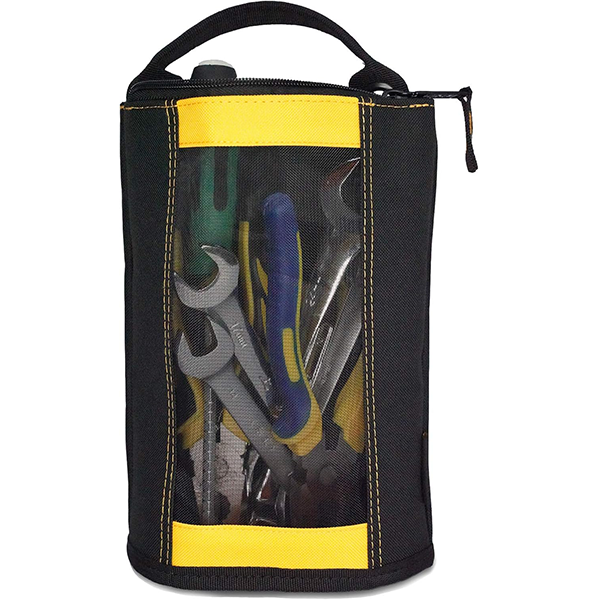 【ZB05】MELOTOUGH Canvas Zipper Tool Pouch Zipper Bag -Fastener Bag with Mesh Window and Hanging Grommets(Yellow)