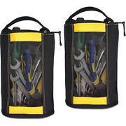 【ZB05-2】MELOTOUGH Canvas Zipper Tool Pouch Zipper Bag -Fastener bag with Mesh Window and Hanging Grommets 2 pack