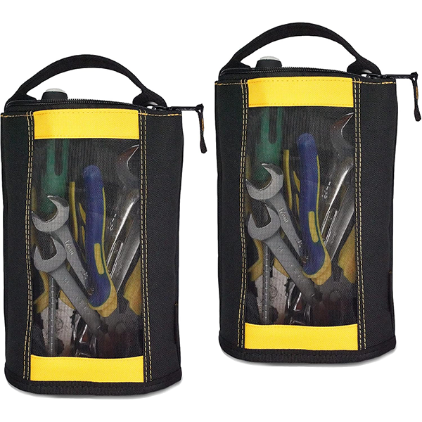 【ZB05-2】MELOTOUGH Canvas Zipper Tool Pouch Zipper Bag -Fastener bag with Mesh Window and Hanging Grommets 2 pack