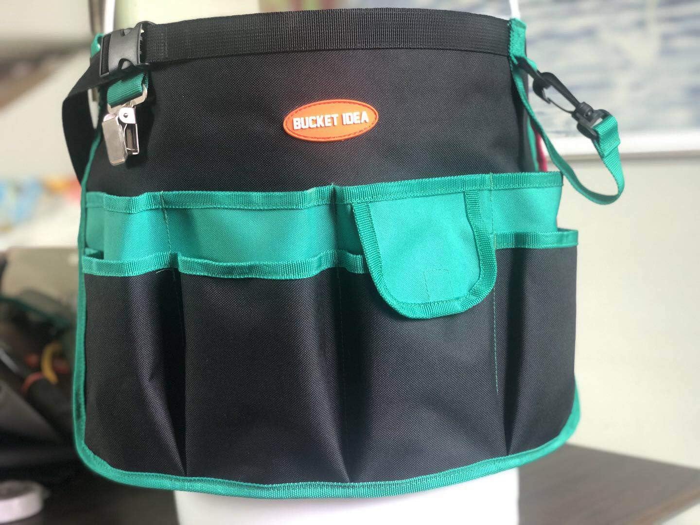 MELOTOUGH Bucket Caddy Organizer Bucket Tool Organizer for Garden Tools Fit 3.5 to 5 Gallon Bucket (Pink and Green)