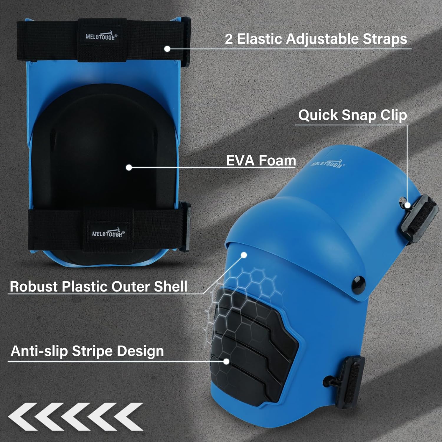 MELOTOUGH Knee Pads for Work,Construction,Flooring,Gardening-Comfortable and Flexible(Blue)