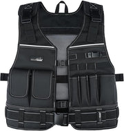 MELOTOUGH Tool Vest for Men with Pouches and Belt, Adjustable Multi-Pocket Safety Tool Vest for Electrician, Carpenter(Black)