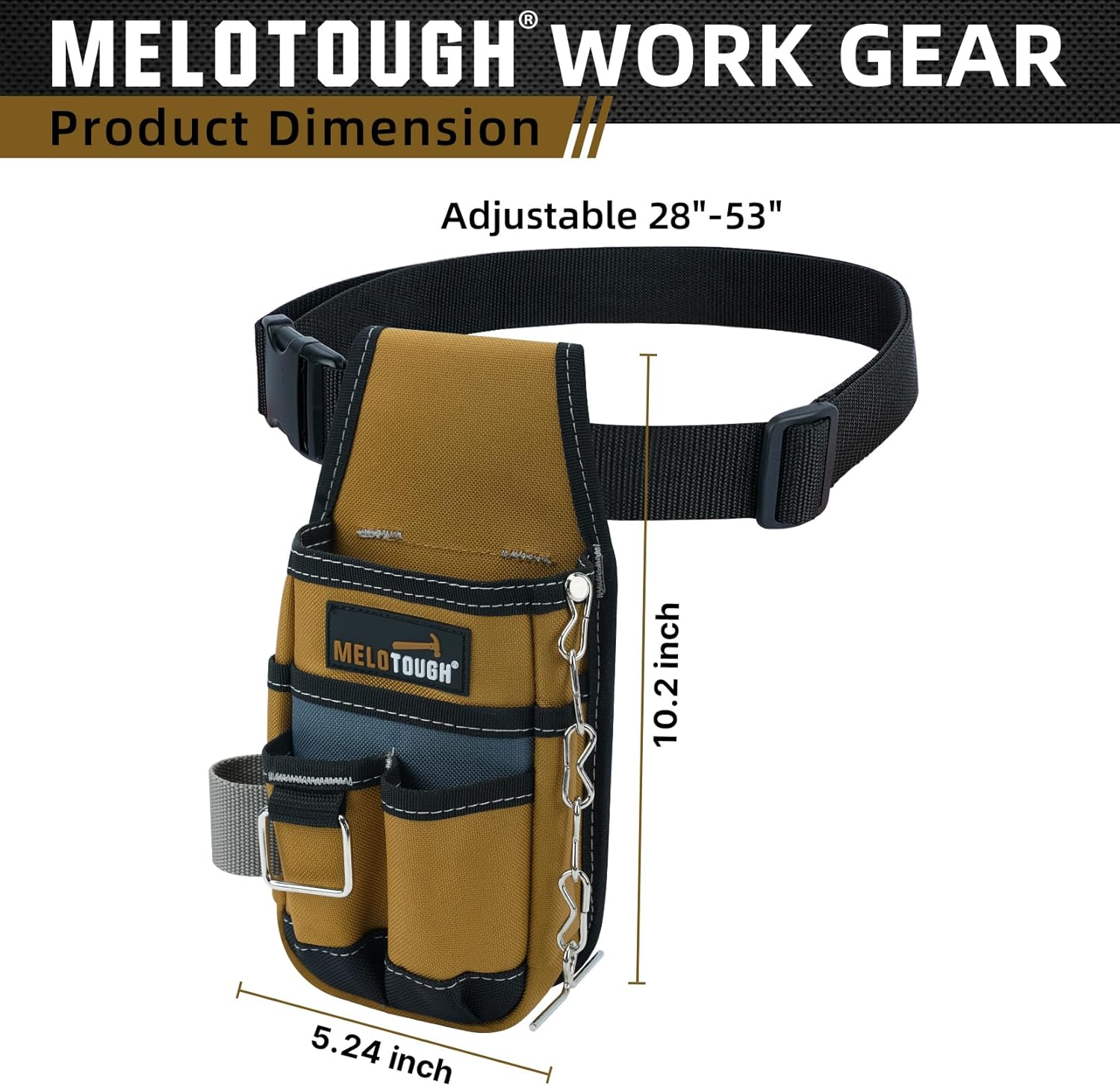 MELOTOUGH Pocket Tool Pouch Tool Belt Pouches with Belt Clip Utility Mini Tool Organizer Pouch for Electrician,Carpenter,Construction,Technician