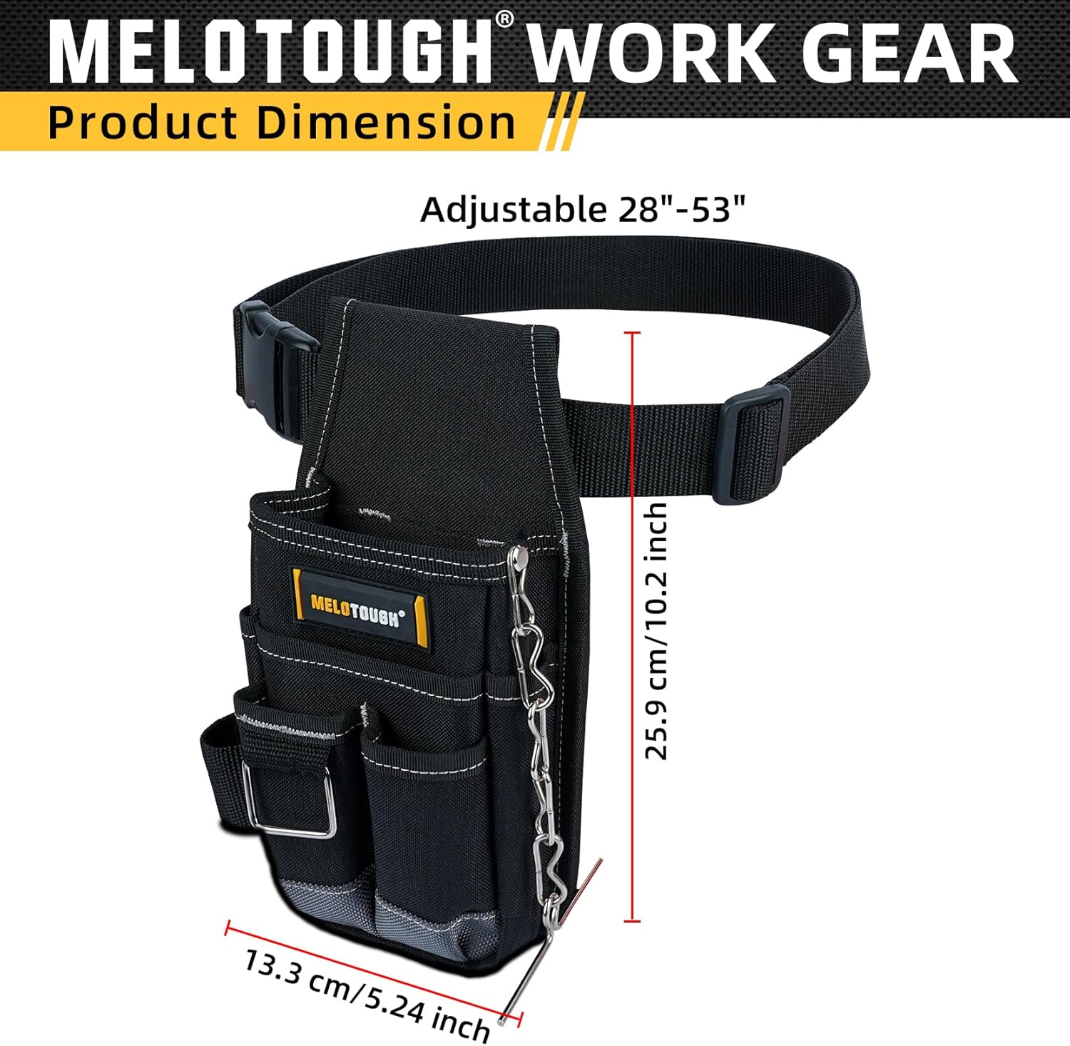 MELOTOUGH Pocket Tool Pouch Tool Belt Pouches with Belt Clip Utility Mini Tool Organizer Pouch for Electrician,Carpenter,Construction,Technician